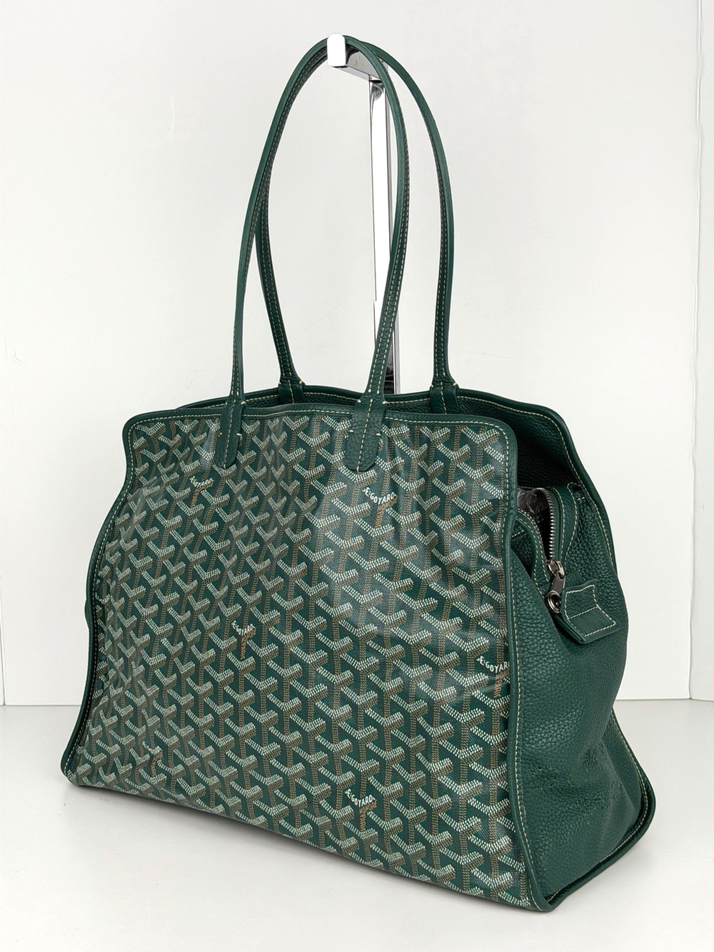 Goyard Sac Hardy PM Tote Bag in Green Goyardine Coated Canvas with Pouch E-8